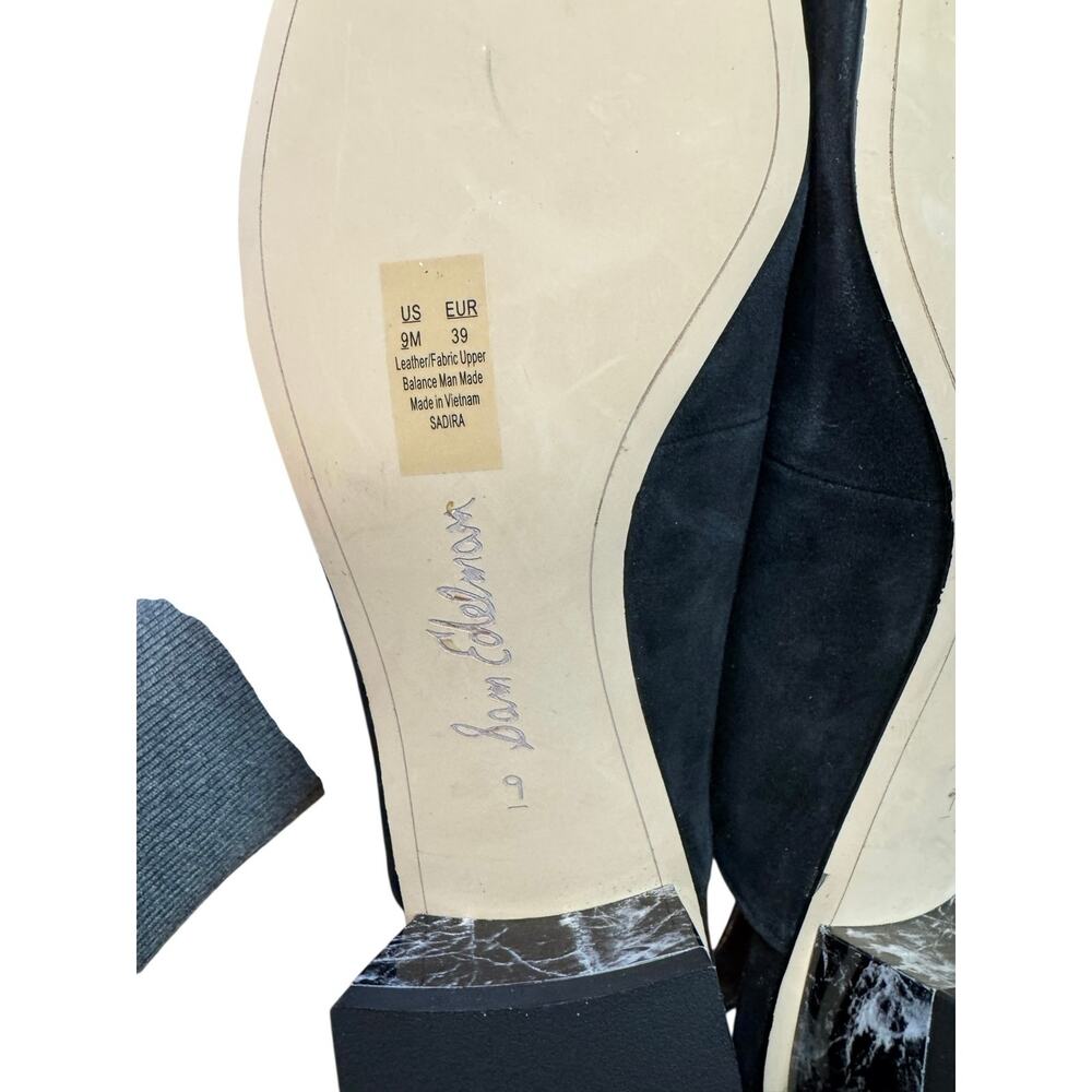 SAM EDELMAN NWOT/NWOB Sadira Black Cap Toe Sling Back Heels Size 9 Quiet Luxury - Picture 3 of 16